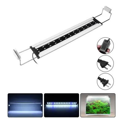 (US Plug) 8W LED Aquarium Fish Tank Light Panel Blue+White Lamp Adjustable Aluminum