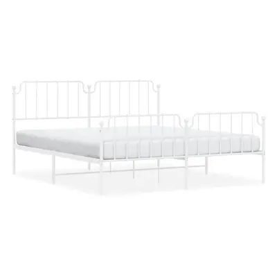 (white, x cm/with headboard & footboard) vidaXL Metal Bed Frame Home Bedroom Bed Base Mattress F