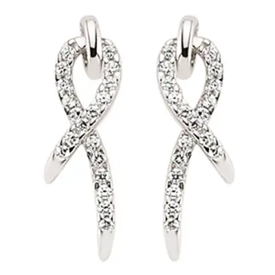 Jewelco London Ladies Sterling Silver Cubic Zirconia Ribbon Stud Earrings - GVE377