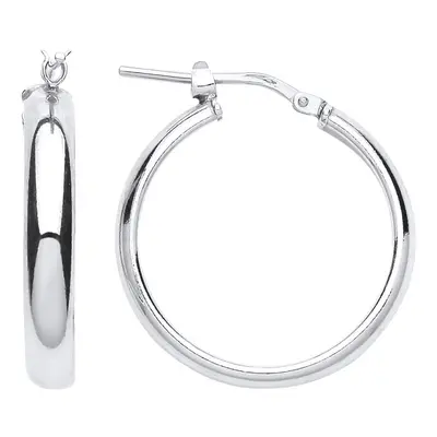 Jewelco London Ladies Sterling Silver Polished Domed Hoop Earrings 23mm - ER98