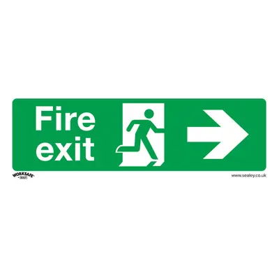 10x FIRE EXIT (RIGHT) Health & Safety Sign - Rigid Plastic x 100mm Warning