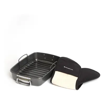 MasterClass Non-Stick Roaster with Rack, 40x28x7.5cm, Display Boxed MasterClass Cotton Chef's Bl