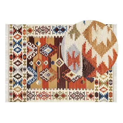 Wool Kilim Area Rug x cm Multicolour VOSKETAP