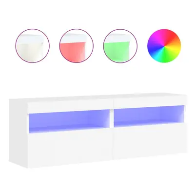 vidaXL TV Wall Cabinets with LED Lights Wall Mounted TV Units pcs White