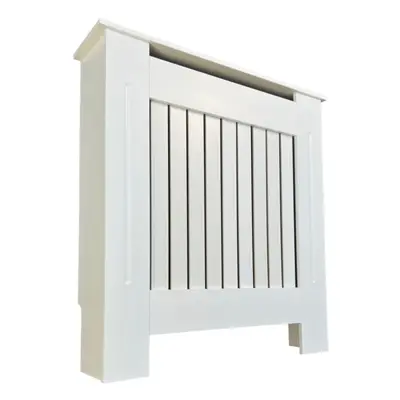 Oypla Small White Wooden Slatted Grill Radiator Cover MDF Cabinet