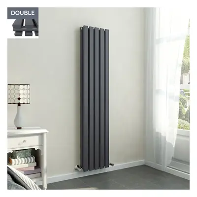 Lulea x 340mm Anthracite Double Rectangular Panel Vertical Radiator