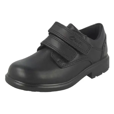 (UK Infant, Black) Boys Clarks Double Strap School Shoes Remi Pace - G Fit