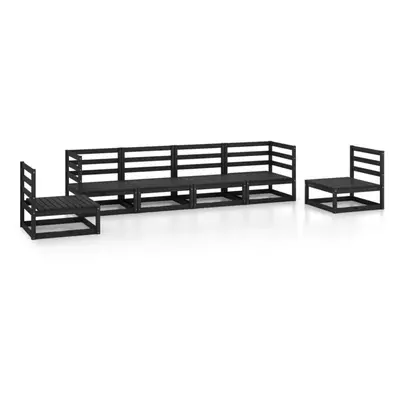 vidaXL Solid Pinewood Garden Lounge Set Piece Black Outdoor Seat Furniture