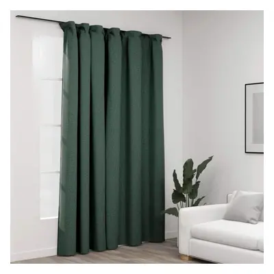 vidaXL Linen-Look Blackout Curtain with Hooks Green 290x245cm Drape Blind