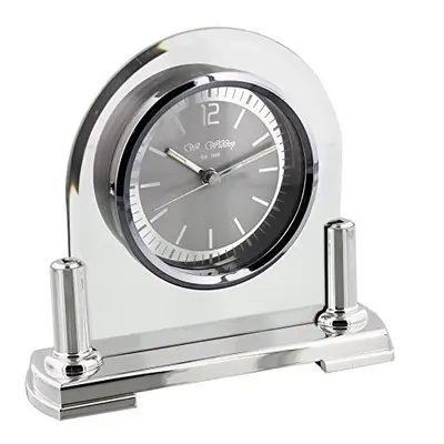 Modern Stylish Glass & Silver Two Tone Quartz Arched Design Mantel Clock