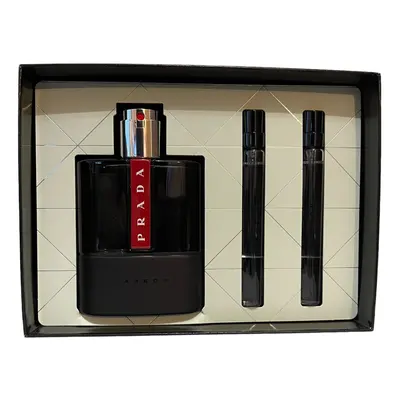 Prada Luna Rossa Carbon 100ml EDT Spray & 2x 10ml EDT Travel Spray Set