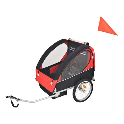 vidaXL Bike Trailer Cargo Bike Wagon Kids Bicycle Trailer Red and Black kg