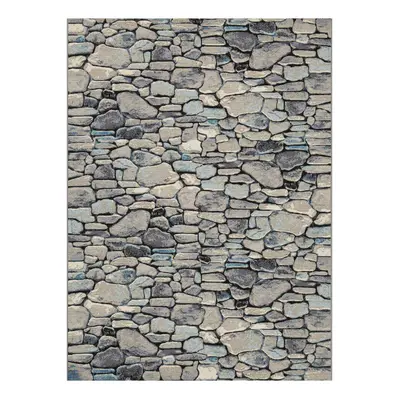 (Pebbles - Grey, 200x285 cm) 3D Wood Pebbles Brick Bark Pattern Brown Grey Modern Outdoor Indoor