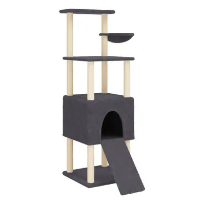 (dark grey) vidaXL Cat Tree with Sisal Scratching Posts Cat Tower Pet Cat Climbing Tree