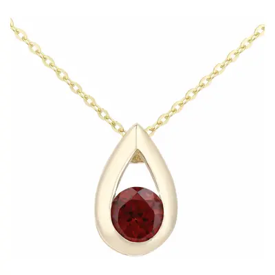 Jewelco London 9ct Yellow Gold Round 0.35ct Garnet Teardrop Pendant Necklace inch 46cm - PP0AXL1