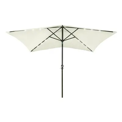 vidaXL Parasol with LEDs and Steel Pole Sand 2x3 m Outdoor Umbrella Sunshade