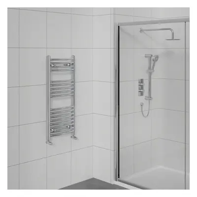 WarmeHaus Curved Bathroom Heated Towel Rail Warmer Radiator Central Heating Chrome - 1000x500mm