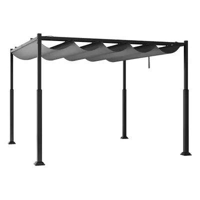 310x310cm Outdoor Pergola Heavy-Duty Metal Column w/Retractable Canopy