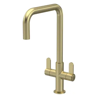 Kitchen Mono Mixer Tap with Lever Handles, 361mm - Brushed Brass