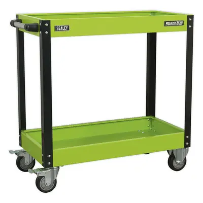 Heavy Duty Level Workshop Trolley - 80kg Per Shelf - Locking Castors - Green