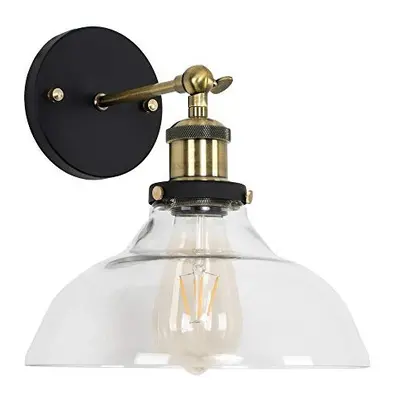 Pair of Industrial Black Gold Wall Light Glass Shade 4w LED Bulb