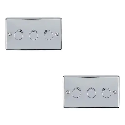 2 PACK Gang 400W Way Rotary Dimmer Switch CHROME Light Dimming Plate