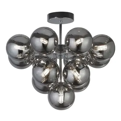 Searchlight Berry Light Ceiling Light, Chrome, Smoked Glass