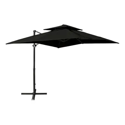 Cantilever Umbrella with Double Top 250x250 cm Black