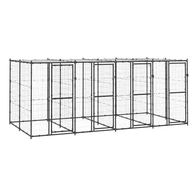 vidaXL Outdoor Dog Kennel Steel with Roof 9.68 m? Puppy Enclosure Dog Cage