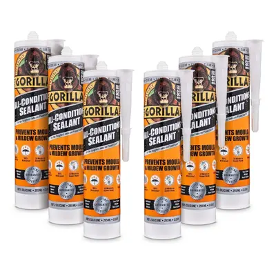 Gorilla All Conditions Sealant Silicone Clear 295ml (Pack of 6)