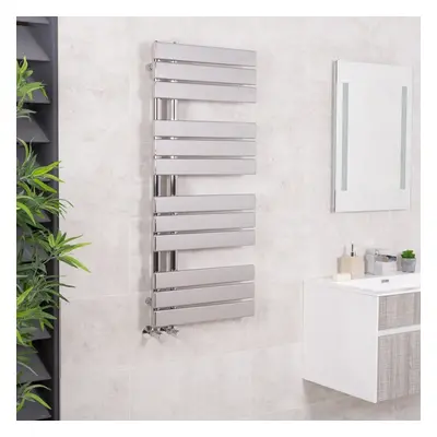 Kristiansund x 500mm Flat Chrome Designer Heated Towel Rail