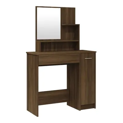 (Brown oak) vidaXL Dressing Table Makeup Table Vanity Desk Cosmetic Table with Mirror