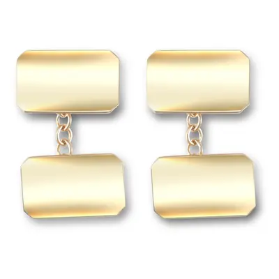 Jewelco London Men's Solid 9ct Yellow Gold Twin Rectangular Chain Linked Cufflinks - JCL027