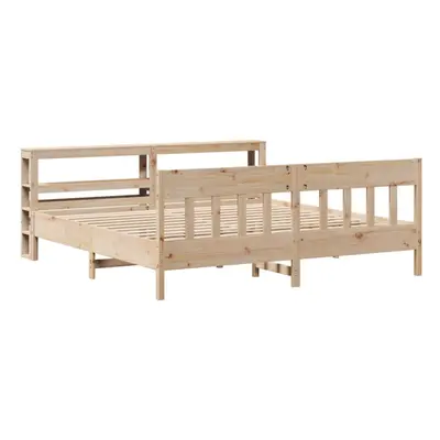 vidaXL Bed Frame with Headboard Bed Base Bedstead 200x200 cm Solid Wood Pine