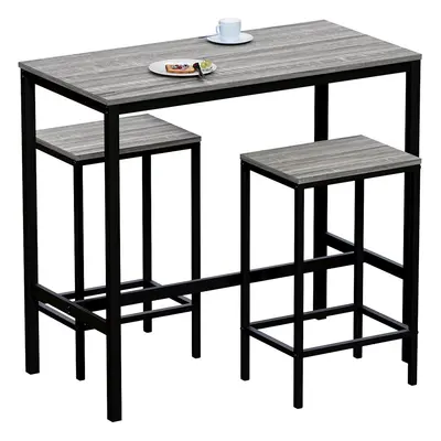 (Grey) Roslyn Seater Home Dining Bar & Stool Table Set