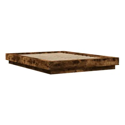 (smoked oak, x cm) vidaXL Bed Frame and LED Lights Bed Base Mattress Foundation Engineered Wood