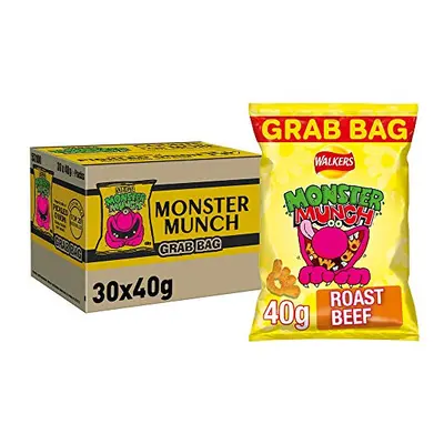 Monster Munch Roast Beef Snacks, 40g (Pack of 30)