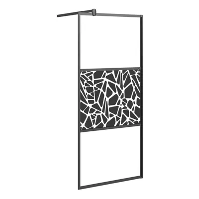 vidaXL Walk-in Shower Wall 80x195cm ESG Glass with Stone Design Black Cubicle