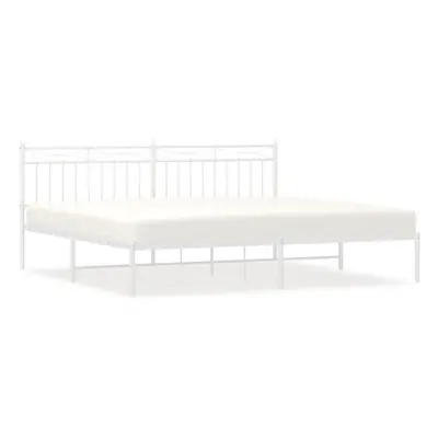 (white, 193x203 cm/with headboard) vidaXL Metal Bed Frame Home Bedroom Bed Base Mattress Foundat