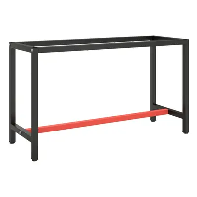 vidaXL Work Bench Frame Matte Black and Matte Red Metal Table Bracket Base