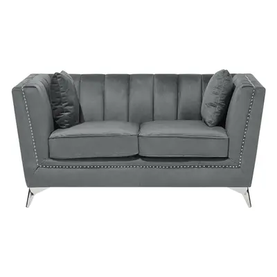 2 Seater Velvet Fabric Sofa Grey GAULA