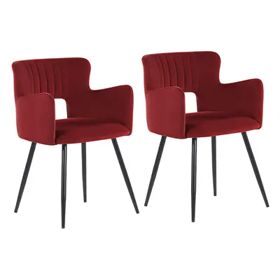 Set of Dining Chairs SANILAC Velvet Dark Red