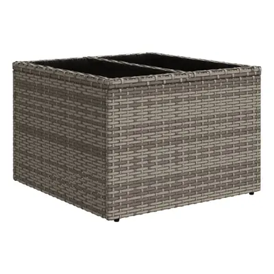 (grey, pe rattan) vidaXL Garden Table with Glass Top Outdoor Dining Table Patio Coffee Table