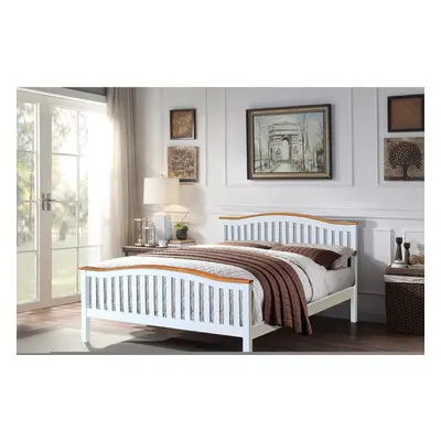 (White, With Harper Mattress) 5ft Solid Wooden Curved Bed in Grey or White