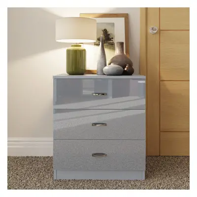 (Grey) High Gloss Drawer Chest Of Drawers