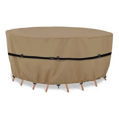 Round Outdoor Furniture Cover Waterproof Patio Furniture Cover Tear-Resistant Durable Windproof 