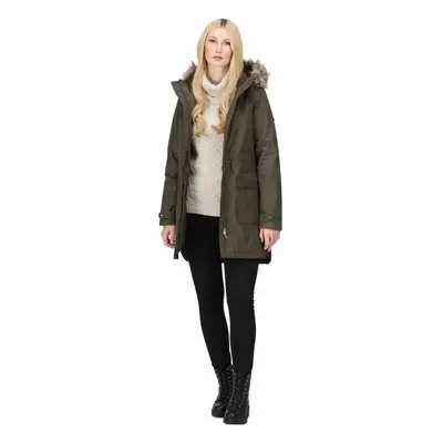 (8, Dark Khaki) Regatta Womens Sabinka Fur Trim Waterproof Insulated Parka Jacket Coat