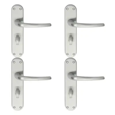 4x PAIR Slim Round Bar Lever on Shaped Bathroom Backplate x 40mm Chrome