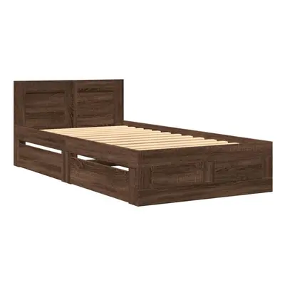 vidaXL Bed Frame with Headboard Bed Brown Oak Small Single Engineered Wood