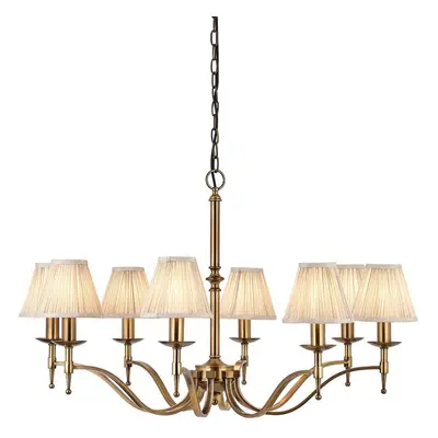 Avery Ceiling Pendant Chandelier Light Lamp Antique Brass & Beige Pleat Shade